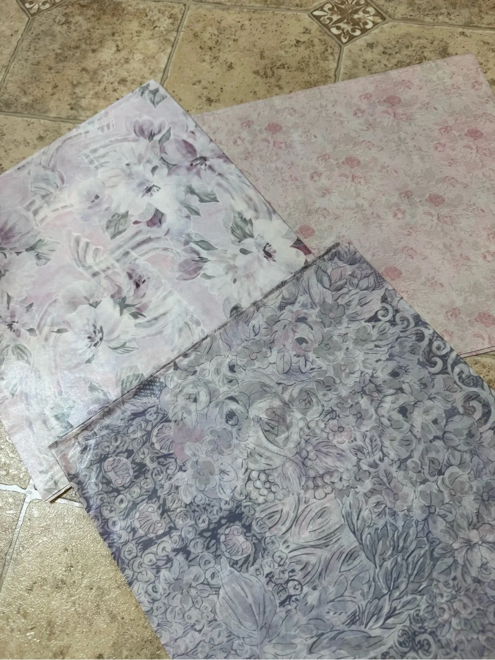 10 Sheets VTG 1984 All Occasions WRAPPING PAPER & Fancy TISSUE PAPER Flowers
